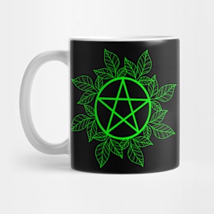 Bright Green Leafy Pentagram Mug